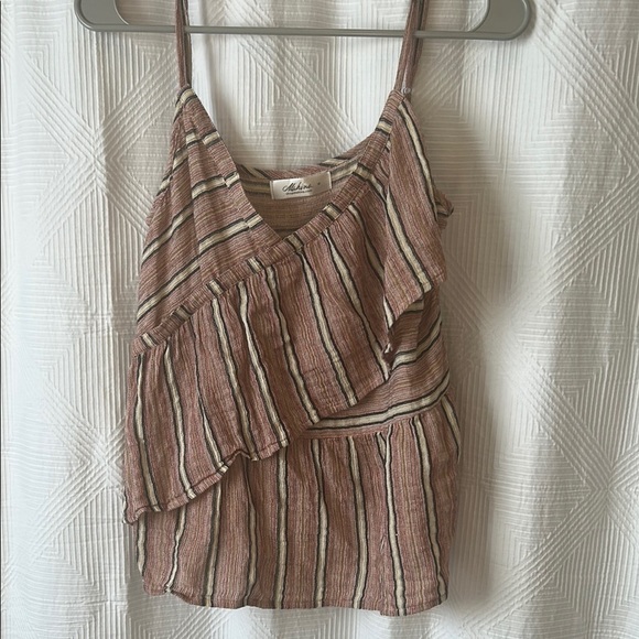 MAHINA Striped Brown Sleeveless Top Adjustable Straps Size Small - Picture 2 of 8